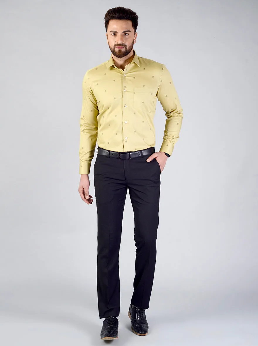 Black Self Textured Slim Fit Formal Trouser | JB Studio