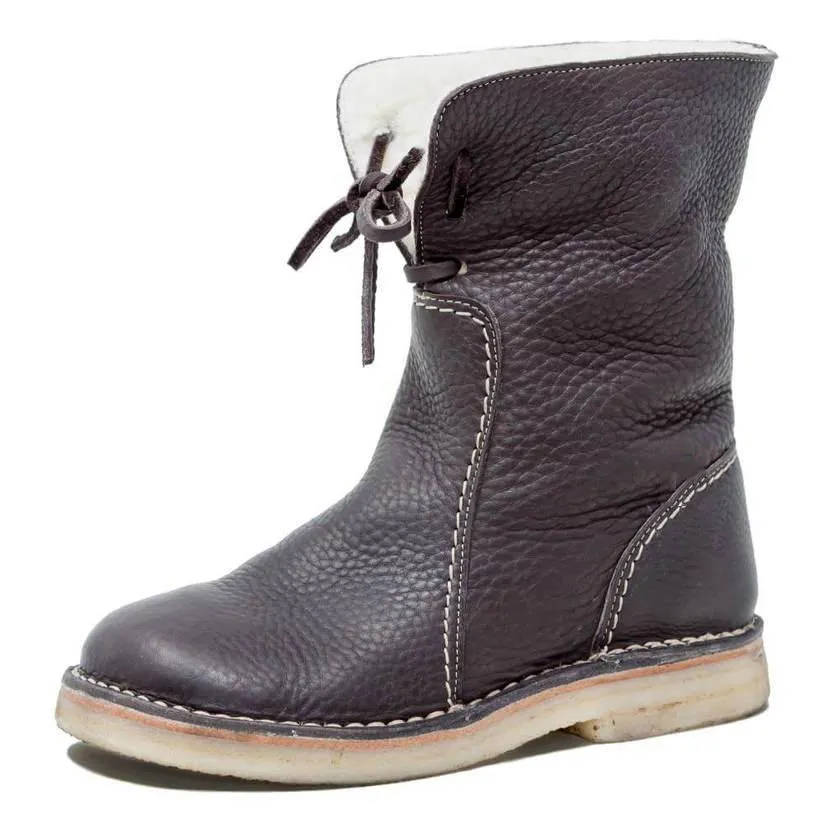 Cotton lining winter boots for women lace-up snow boots