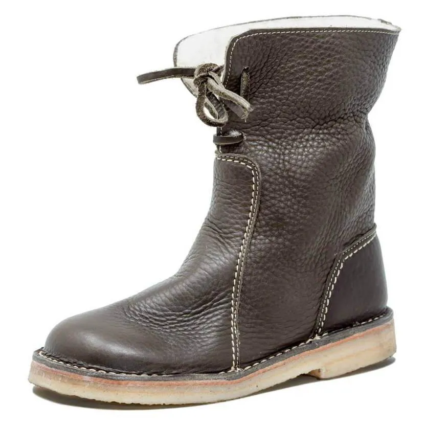 Cotton lining winter boots for women lace-up snow boots