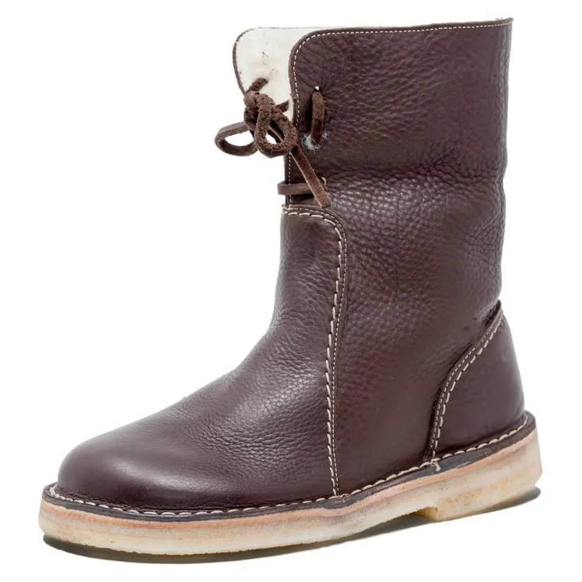 Cotton lining winter boots for women lace-up snow boots