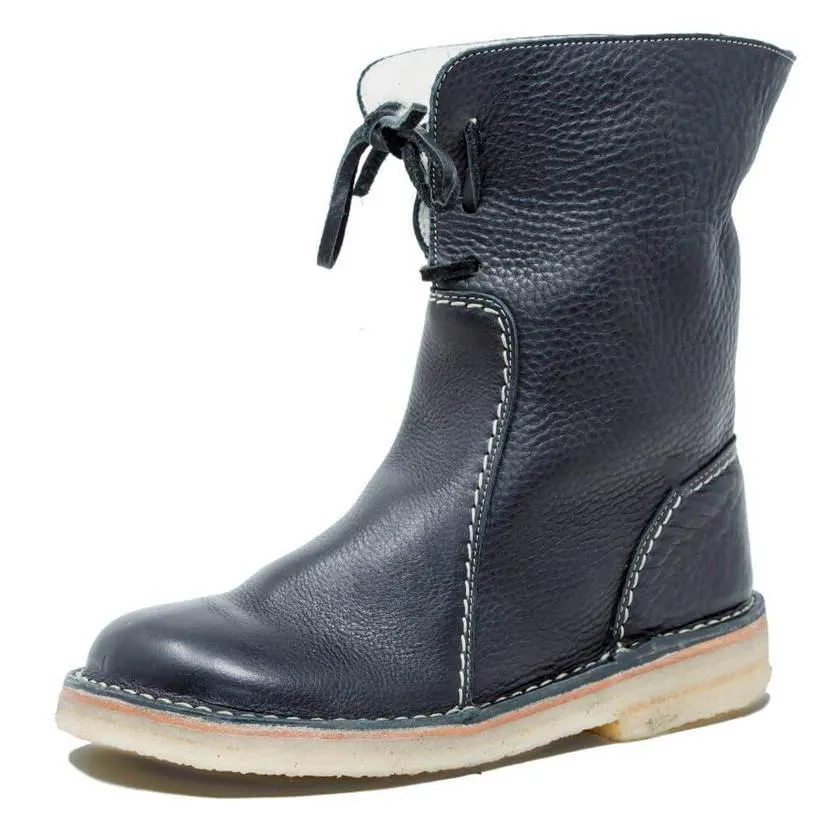 Cotton lining winter boots for women lace-up snow boots