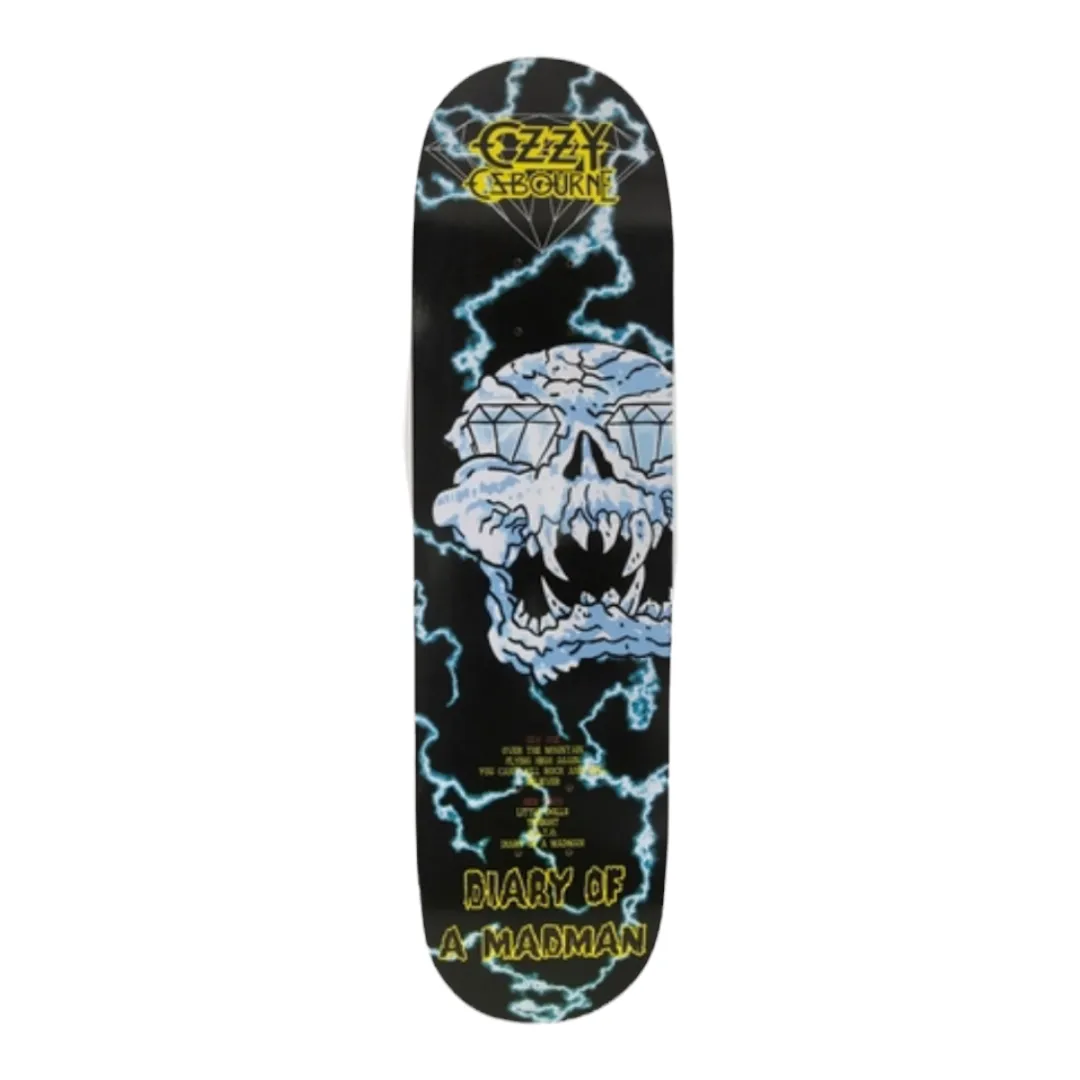 Diamond Supply Co. X Ozzy Osbourne Skateboard Deck Mad Lightning Black 8.25"