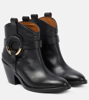 Hana See By Chloé Leather Cowboy Boots, Black