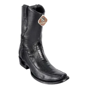 King Exotic Boots #479BF0505 Men's Dubai Boot | Men's Ostrich Leg Y Deer Boots Color Black