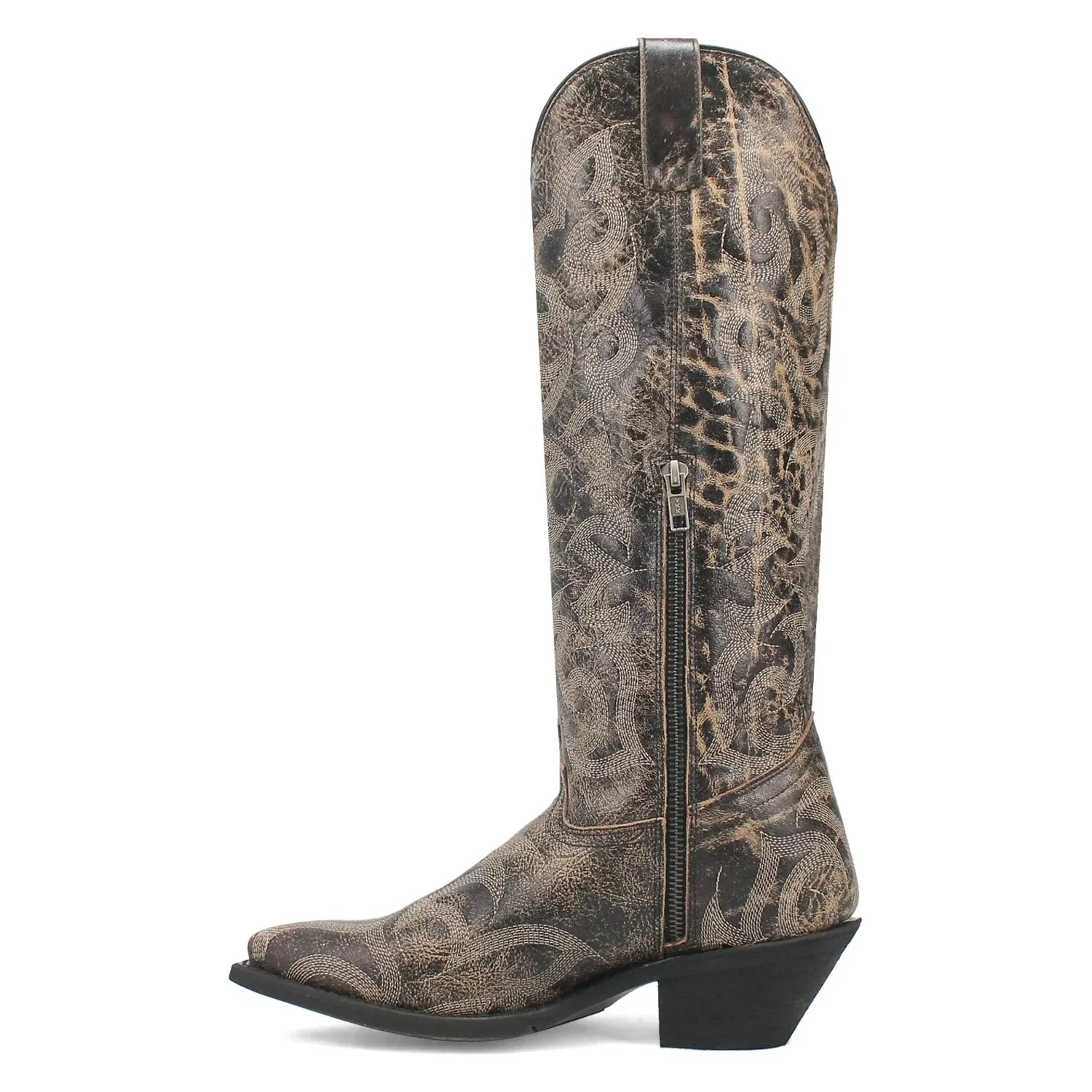 'Laredo' Women's 15" Twyla Zippered Western Snip Toe - Black