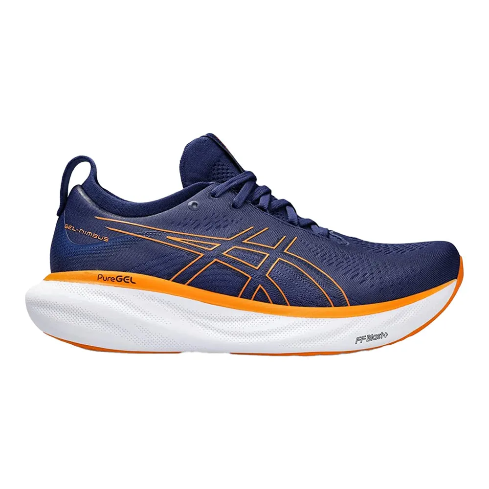 Men's Asics Gel-Nimbus 25, Deep Ocean/Bright Orange, 11.5 2E Wide