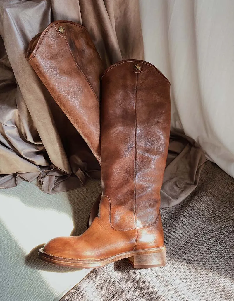 Rich Leather Vintage Handmade Long Boots