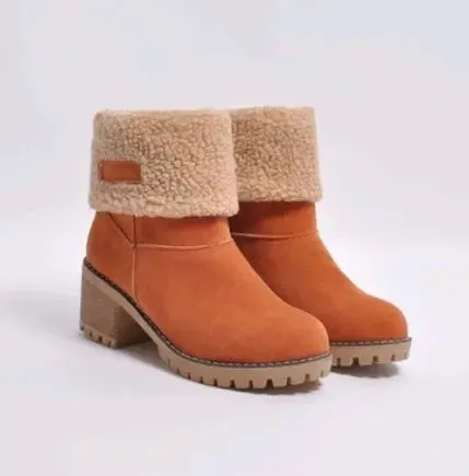 Thick Heel Suede Snow Boots