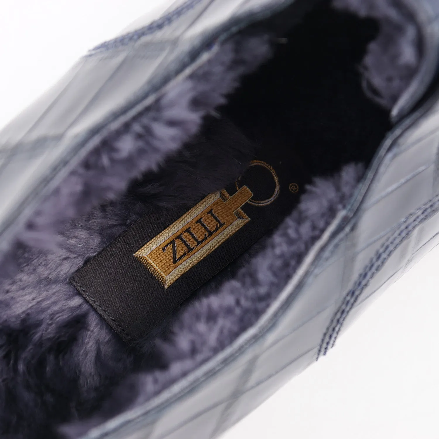 Zilli Beaver Fur Lined Crocodile Derby