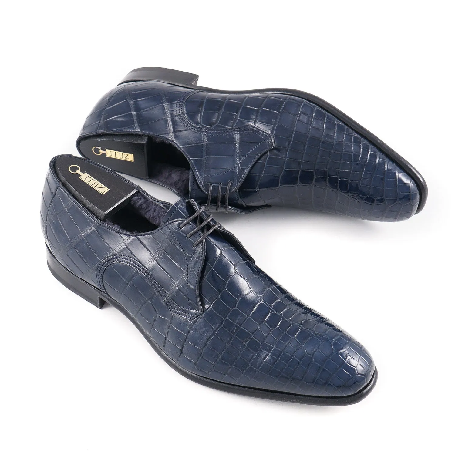Zilli Beaver Fur Lined Crocodile Derby