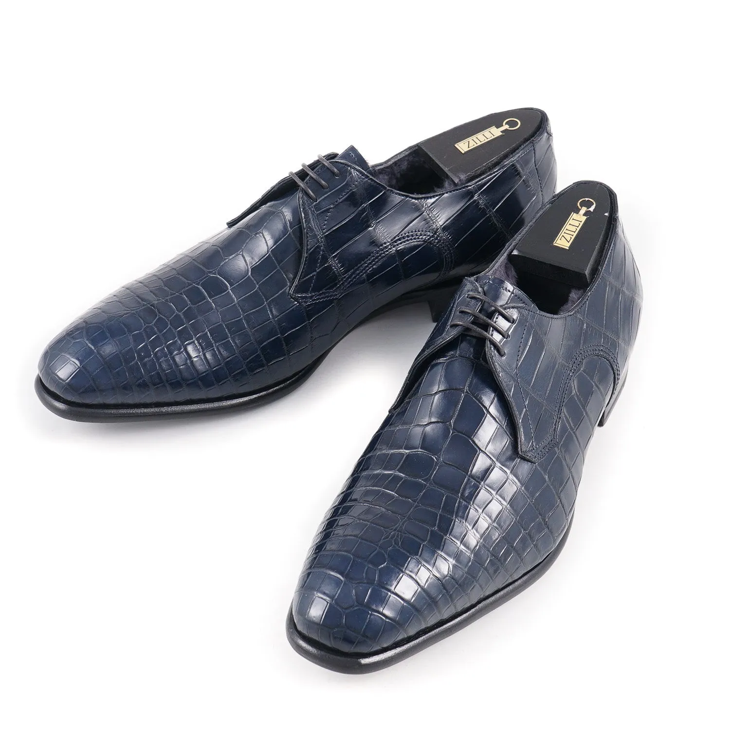 Zilli Beaver Fur Lined Crocodile Derby