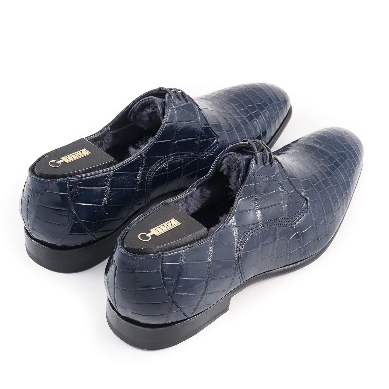 Zilli Beaver Fur Lined Crocodile Derby