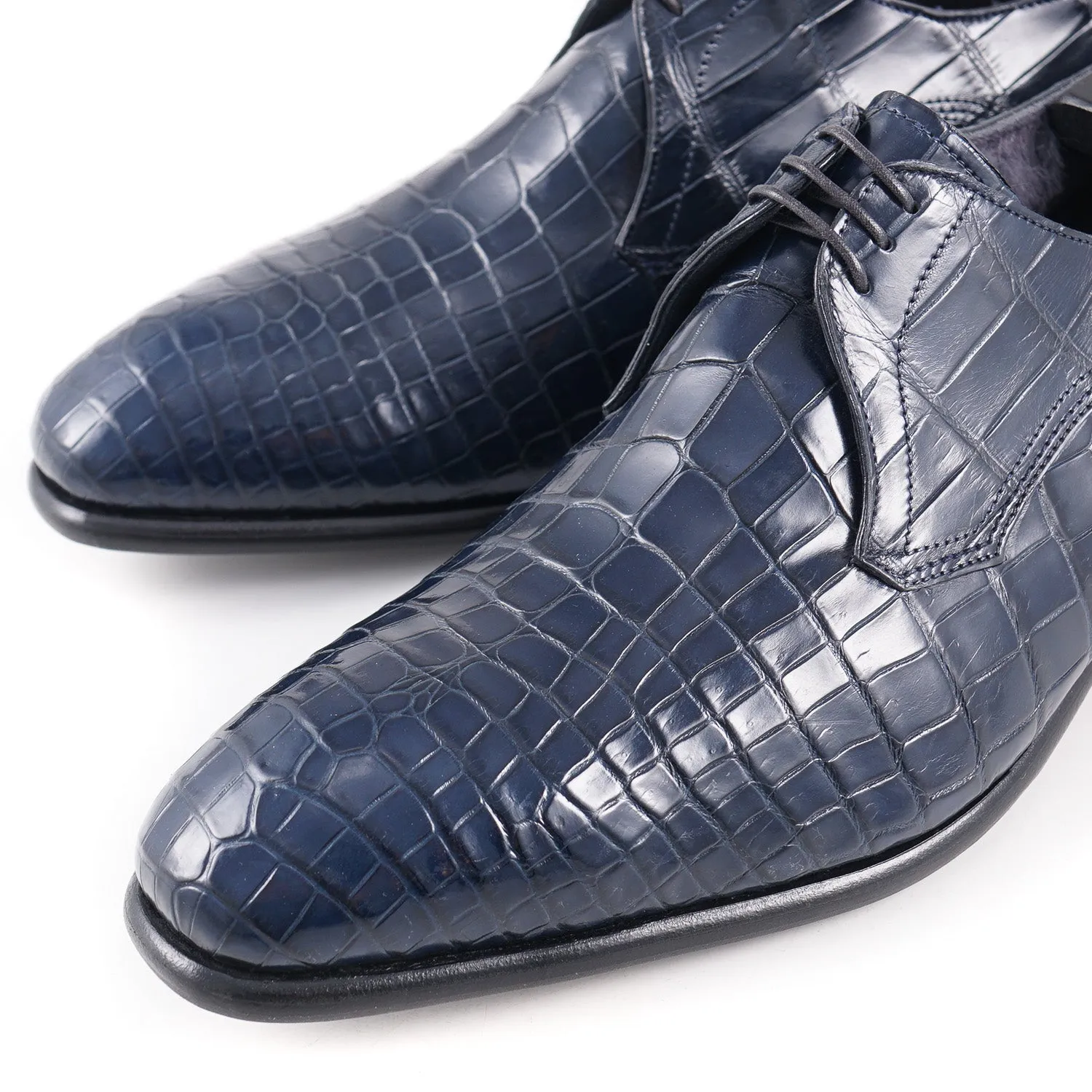 Zilli Beaver Fur Lined Crocodile Derby