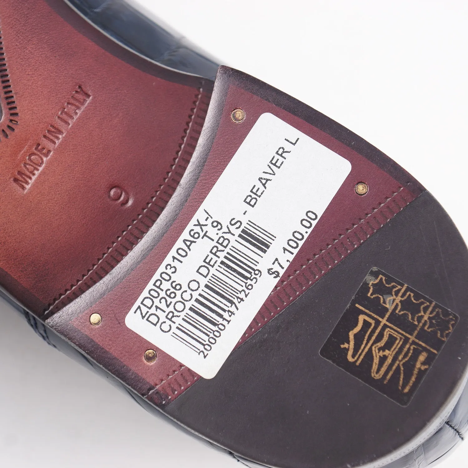 Zilli Beaver Fur Lined Crocodile Derby