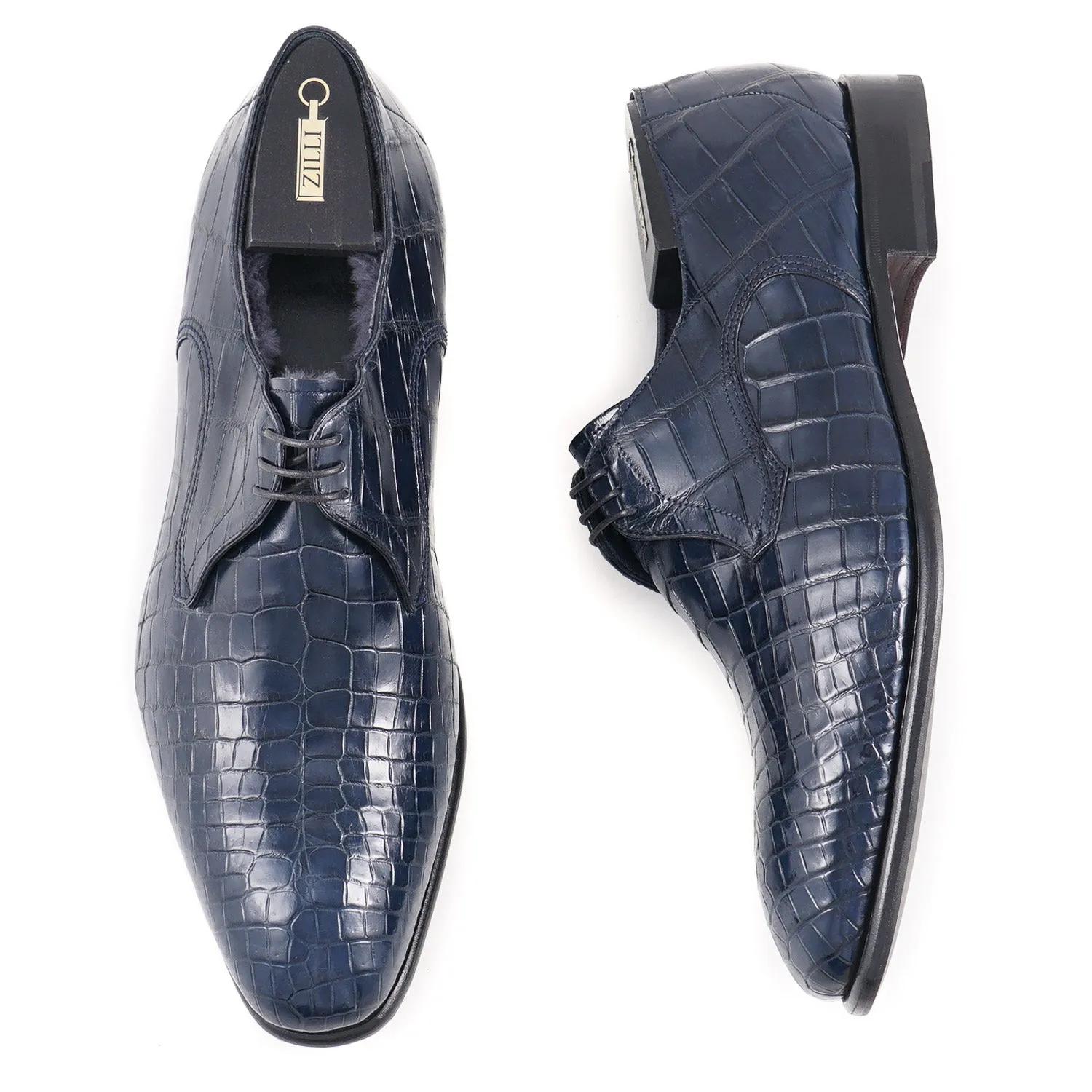 Zilli Beaver Fur Lined Crocodile Derby
